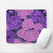 Peony en hydrangea in roze en violet muismat (Met muis)