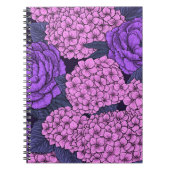 Peony en hydrangea in roze en violet notitieboek (Voorkant)