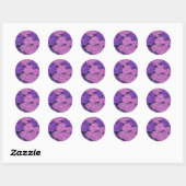 Peony en hydrangea in roze en violet ronde sticker (Vel)