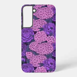 Peony en hydrangea in roze en violet samsung galaxy hoesje