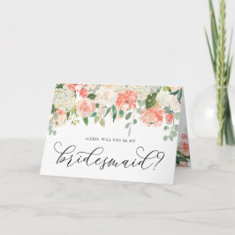 Peony en Hydrangea zullen mijn Bridesmaid zijn Kaart