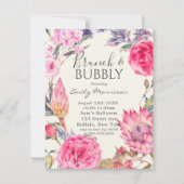 Peony en Protea Brunch & Bubble Invitation Kaart (Voorkant)