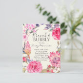 Peony en Protea Brunch & Bubble Invitation Kaart (Staand voorkant)