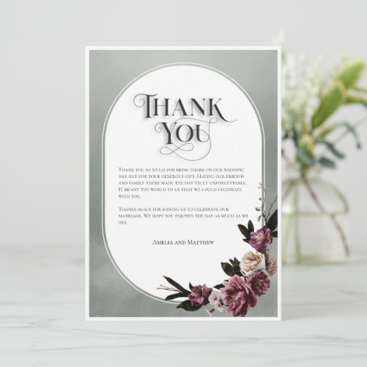 Peony en Roos Bedankkaart (Staand voorkant)