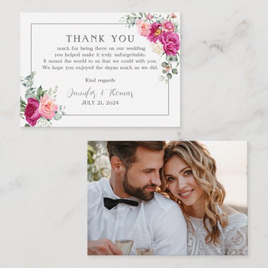 Peony en Roos Greenery Hartelijk dank Notitiekaartje (Voorkant / Achterkant)