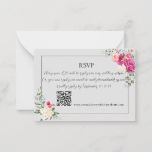 Peony en Roos Greenery QR Code RSV Kaart Notitiekaartje