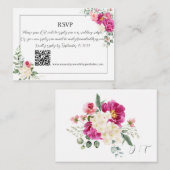 Peony en Roos Greenery QR Code RSV Notitiekaartje (Voorkant / Achterkant)