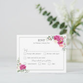 Peony en Roos Greenery RSVP Briefkaart (Staand voorkant)