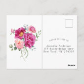 Peony en Roos Greenery RSVP Briefkaart (Achterkant)