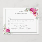 Peony en Roos Greenery RSVP Briefkaart (Voorkant)