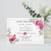 Peony en Roos Greenery slaan de datum op Save The Date (Staand voorkant)