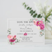 Peony en Roos Greenery slaan de datum op Save The Date (Staand voorkant)