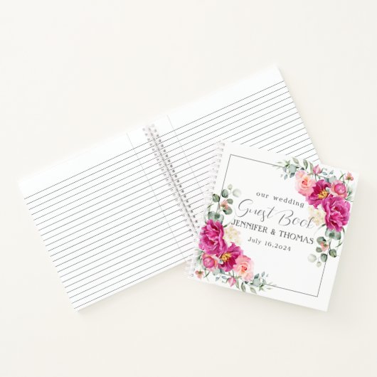 Peony en Rozen Eucalyptus Greenery Guest Book Notitieboek (Binnen)