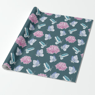Peony en vlinders cadeaupapier