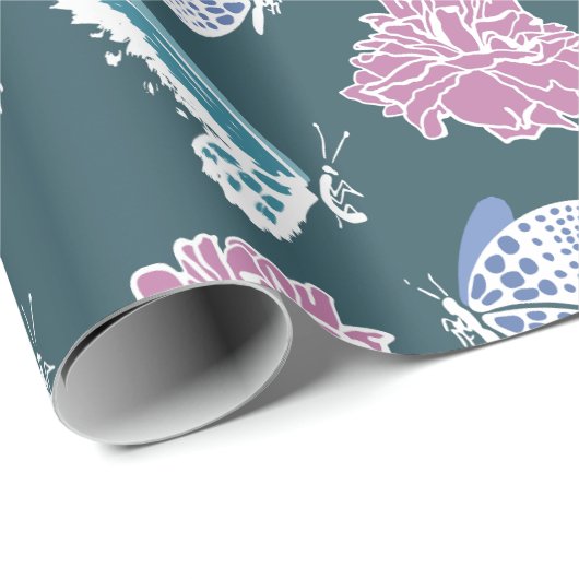 Peony en vlinders cadeaupapier (Rol Hoek)