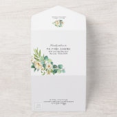 Peony Eucalyptus Floral Geometric Wedding All In One Uitnodiging (Buitenkant)