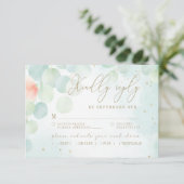 Peony Eucalyptus Greenery Monogram Meal Choice RSVP Kaartje (Staand voorkant)