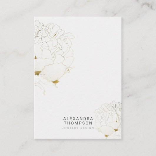 Peony Faux Gold Moderne Schets Sieraden Display Visitekaartje (Voorkant)
