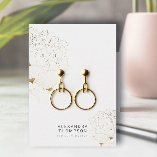 Peony Faux Gold Moderne Schets Sieraden Display Visitekaartje