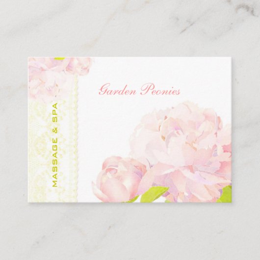 Peony + Faux Lace Business Appointment Card Afsprakenkaartje (Voorkant)