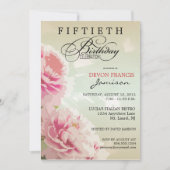 Peony Floral, 50e verjaardag van de uitnodiging va (Voorkant)