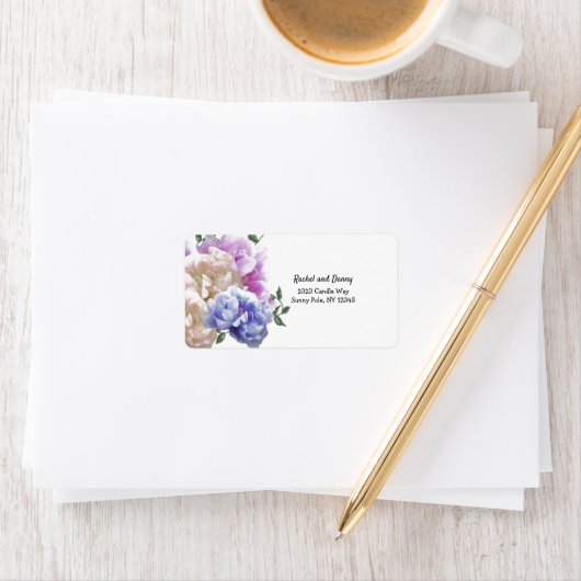 Peony Floral Address Label (Insitu)