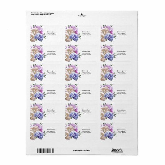 Peony Floral Address Label (Full Sheet)