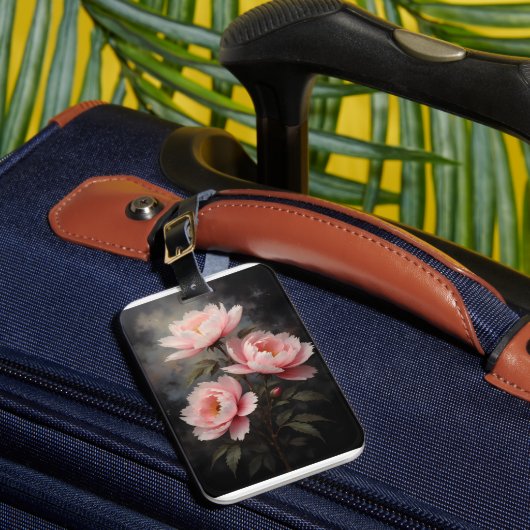 Peony Floral Artwork Bagagelabel (Voorkant Insitu 1)