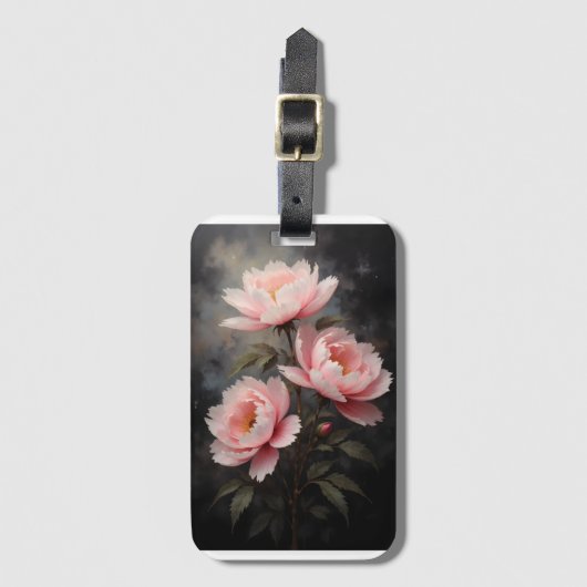 Peony Floral Artwork Bagagelabel (Voorkant (verticaal))