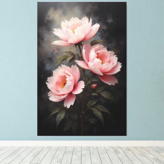 Peony Floral Artwork Canvas Afdruk (Insitu (Houten vloer))