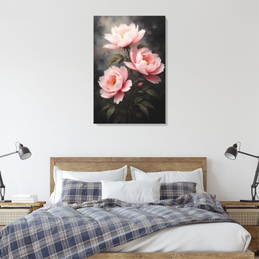 Peony Floral Artwork Canvas Afdruk (Insitu (Slaapkamer))