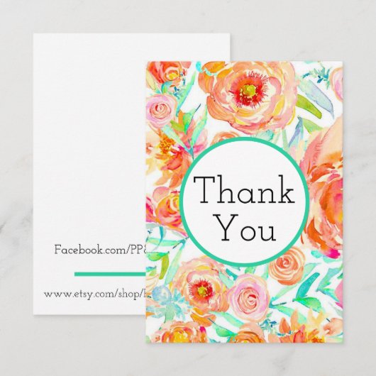 Peony Floral bedankt jullie kaarten (Voorkant / Achterkant)