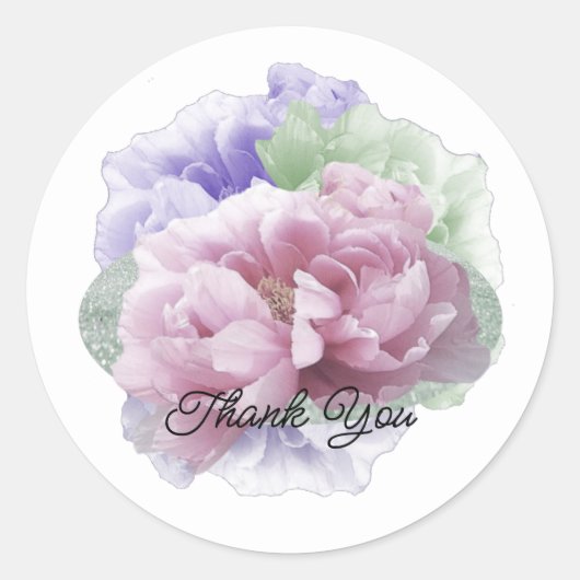 Peony Floral Bouquet Dank je Sticker (Voorkant)
