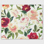 Peony floral Burgundy Pattern Antiek Weddings Cadeaupapier (Vlak)