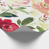 Peony floral Burgundy Pattern Antiek Weddings Cadeaupapier (Hoek)
