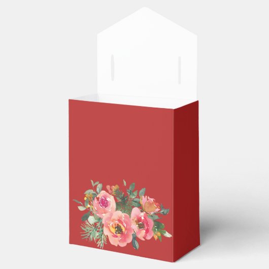 Peony floral dubbel geluk Chinese bruiloft rood Bedankdoosjes (Geopend)