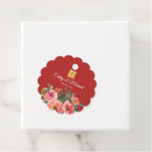 Peony floral dubbel geluk Chinese bruiloft rood Bedankjes Labels (In situ)