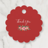 Peony floral dubbel geluk Chinese bruiloft rood Bedankjes Labels (Achterkant)