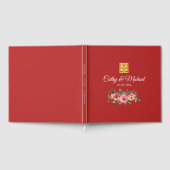 Peony floral dubbel geluk Chinese bruiloft rood Gastenboek (Volledig)