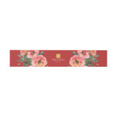 Peony floral dubbel geluk Chinese bruiloft rood Uitnodigingen Wikkel (Vlak)
