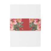 Peony floral dubbel geluk Chinese bruiloft rood Uitnodigingen Wikkel (Achterkant Voorbeeld)