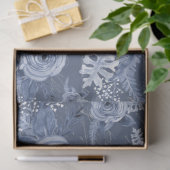 Peony Floral Dusty Blue  Script Decoupage Tissuepapier (Geschenk)