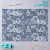 Peony Floral Dusty Blue  Script Decoupage Tissuepapier (Craft)
