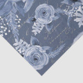 Peony Floral Dusty Blue  Script Decoupage Tissuepapier (Detail)