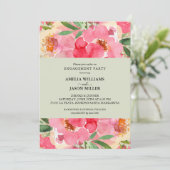 Peony Floral Engagement Party Kaart (Staand voorkant)