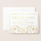 Peony Floral Foto Weddenschap Bedankt Folie Kaarten (Voorkant met envelop)