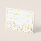 Peony Floral Foto Weddenschap Bedankt Folie Kaarten (Voorkant)