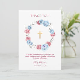 Peony Floral Girl Boy Baptism Kaart