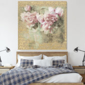 ** Peony Floral Handwriting  Victoriaans AR23 Canvas Afdruk (Insitu (Slaapkamer))