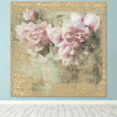 ** Peony Floral Handwriting  Victoriaans AR23 Canvas Afdruk (Insitu (Houten vloer))